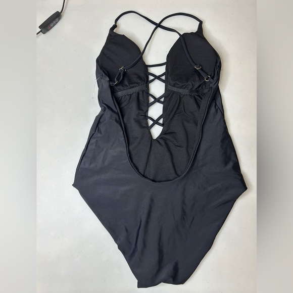 BCA By Rebecca Virtue Move Along One-piece Black Swimsuit Size Medium NWOT - Picture 4 of 6
